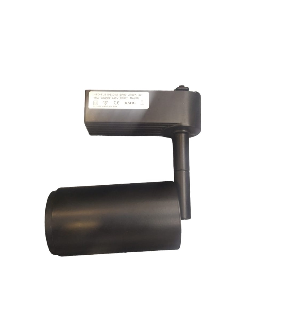 LAMPARA LED INTEGRADA TIPO BALA 10W 2700K 200-240V NEGRO PARA RIEL TRACK LIGHT H CARRIL LED TRACK LI