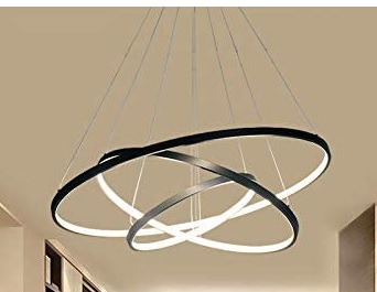 LAMPARA DE TECHO COLGANTE LED 3 AROS 60-90W 110V DIMEABLE C/NEGRO REF.S4745 MARCA LIMING LIGHTING