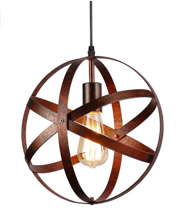 LAMPARA COLGANTE DE TECHO INDUSTRIAL ESFERICO VINTANGE E27 40W 110V ROJO REF. X001O3HY6 MARCA LIUSUN