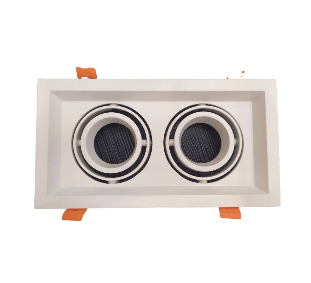 LAMPARA SPOT CUADRADO 8" 20 CM X 11 CM PARA 2 MR16 / GU10 COLOR BLANCO REF. LUM-325 MARCA LUMIND