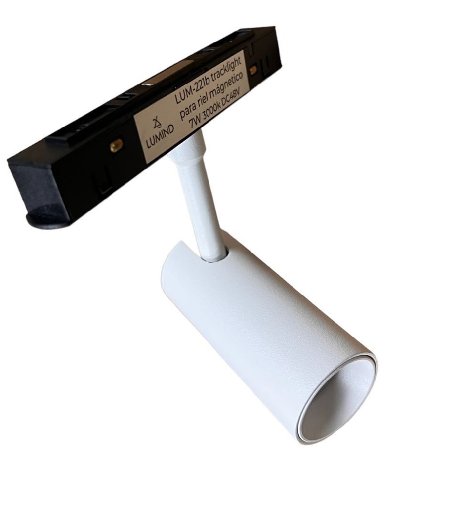 LAMPARA LED INTEGRADA TIPO BALA 7W 3000K 48V P/RIEL MAGNETICO BLANCO REF. LUM-221B-2 MARCA LUMIND