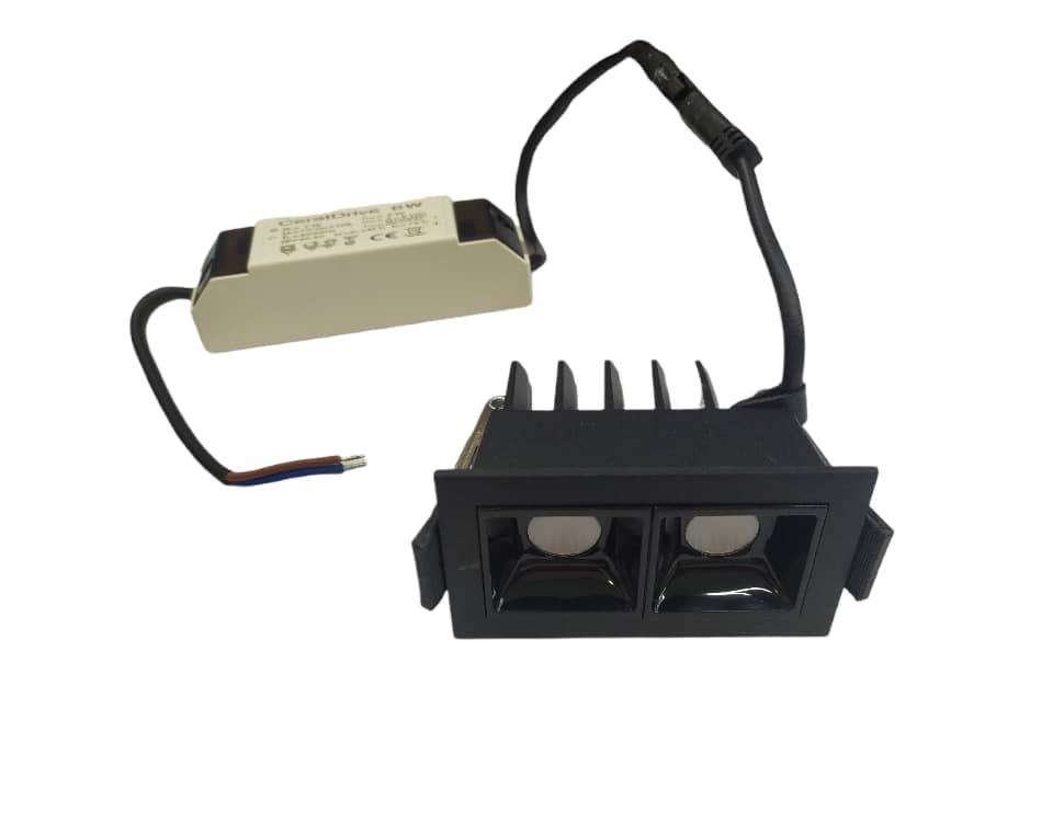 LAMPARA LED MINI SPOT DOBLE CUADRADO 6 W 3000 K 30° 35 X 68 MM COLOR NEGRO REF. LUM-282 MARCA LUMIND
