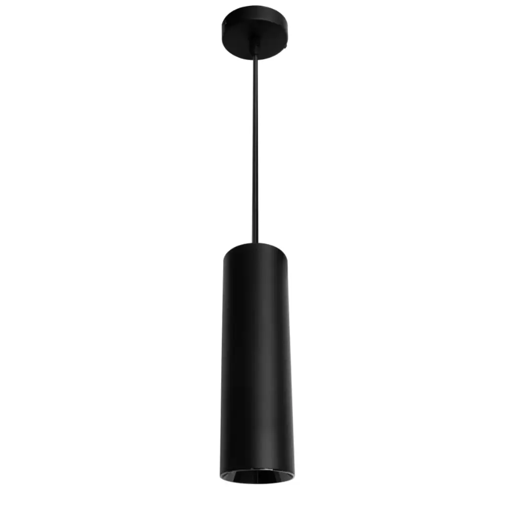 LAMPARA COLGANTE CILINDRICA PARA GU10 30 CM COLOR NEGRO - METAL BRILLANTE REF. LUM-298 MARCA LUMIND