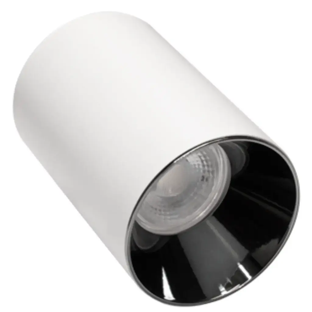 APLIQUE DE TECHO SUPERF. CILINDRO P/GU10 BLANCO C/TAPA NEGRA SIN SOCATE 71X105MM REF. LUM-322 LUMIND