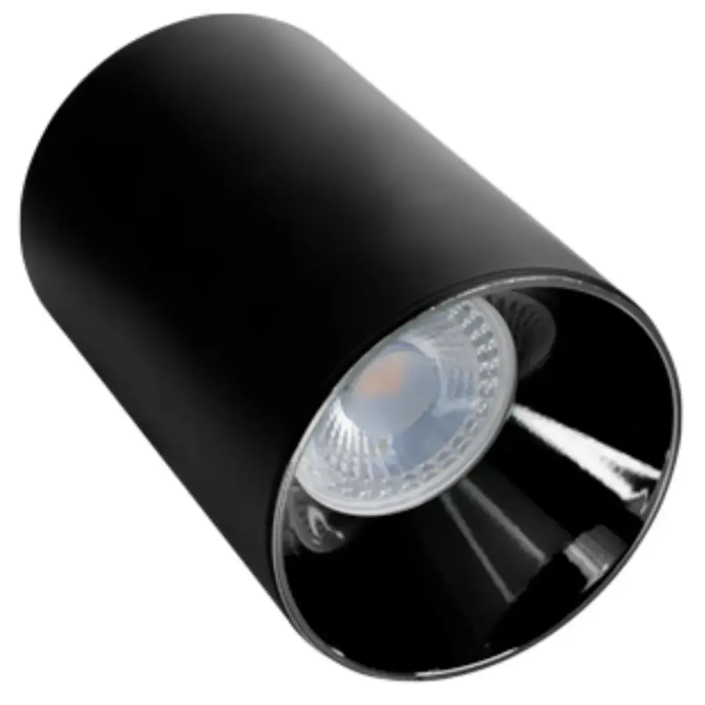 LAMPARA TECHO TIPO CILINDRO NEGRO CON NEGRO PARA GU10 (CON SOCATE) 71 X H 105 MM REF. LUM-323 LUMIND