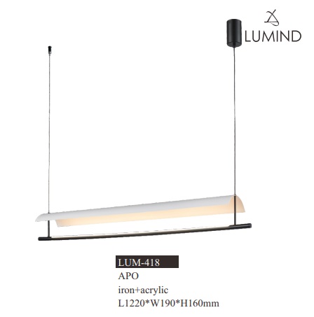 LAMPARA COLGANTE DECORATIVA 122 CM 24W 3000K MOD. APO BASE NEGRO REF. LUM-418-A MARCA LUMIND