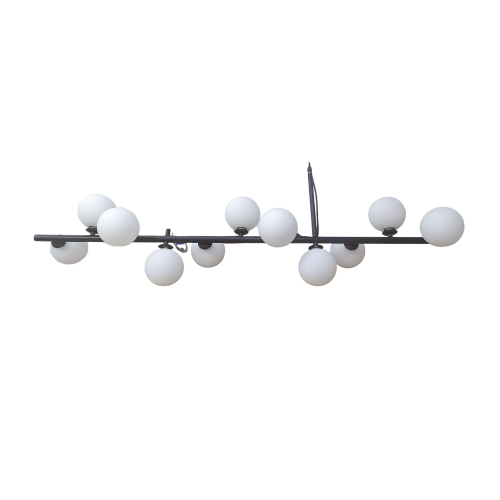 LAMPARA COLGANTE DECORATIVA G9 MOD.TIBETI BASE NEGRA ESFERAS BLANCAS REF.LUM-420 MARCA LUMIND
