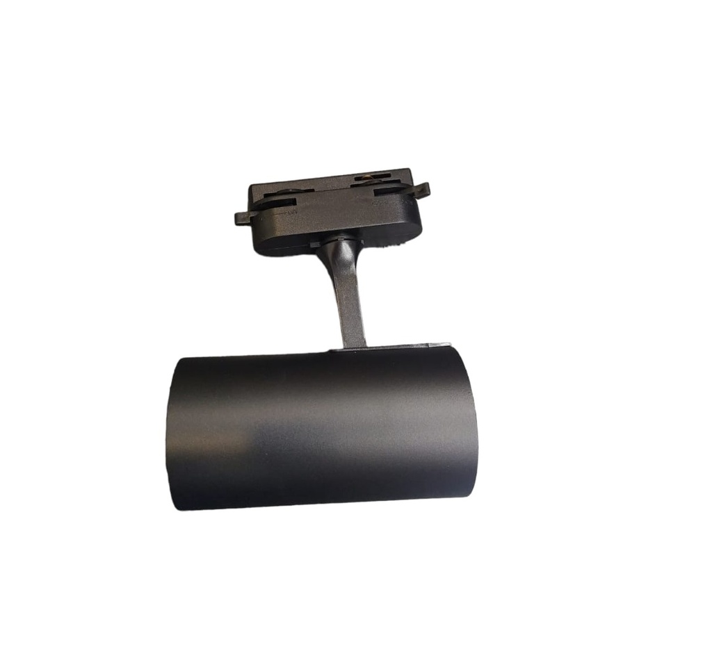 LAMPARA TIPO BALA PARA DICROICO GU10 NEGRO PARA RIEL TRACK LIGHT H 110V REF. LUM-445 MARCA LUMIND