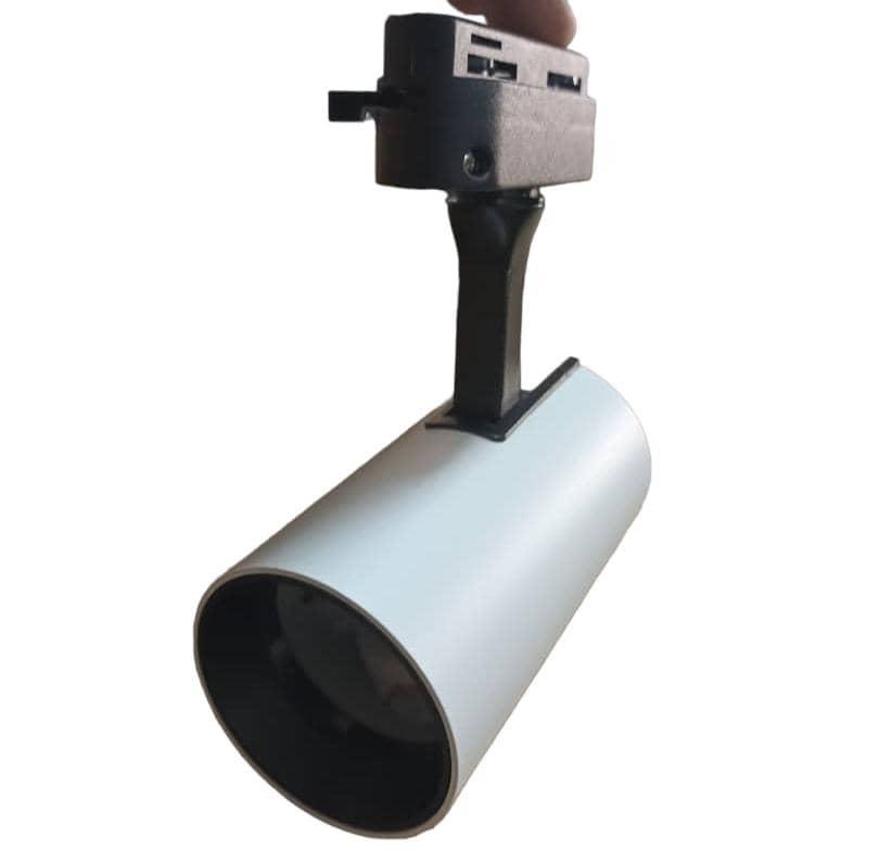 LAMPARA TIPO BALA PARA DICROICO GU10 BLANCO - NEGRO P/ RIEL TRACK LIGHT H REF. LUM-446 MARCA LUMIND