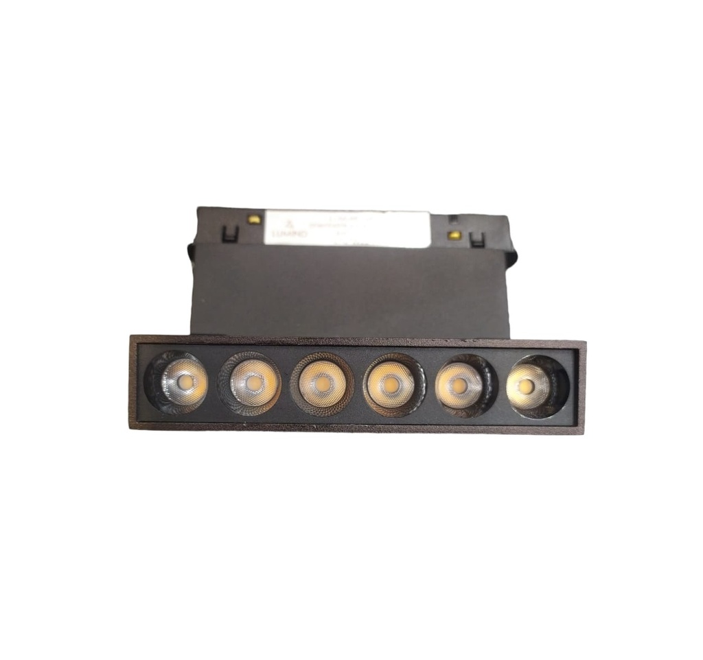 LAMPARA LED LINEAL MULTISPOT 6W 48V 3000K 11 X 7 X 12.5 CM NEGRO P/RIEL MAGNETICO LUM-465 LUMIND
