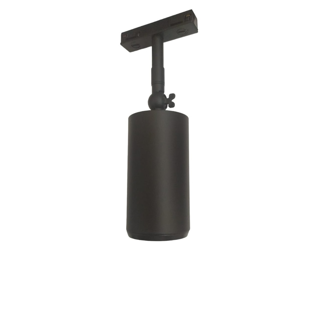 LAMPARA TIPO BALA PARA DICROICO GU10 C/REJILA P/RIEL TRACK LIGHT 110V NEGRO REF. 555 MARCA LUMIND