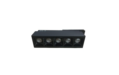LAMPARA LED LINEAL MULTISPOT 5 X 2W 110V 3000K P/ RIEL L1 PLEGABLE NEGRO LUM-560 MARCA LUMIND