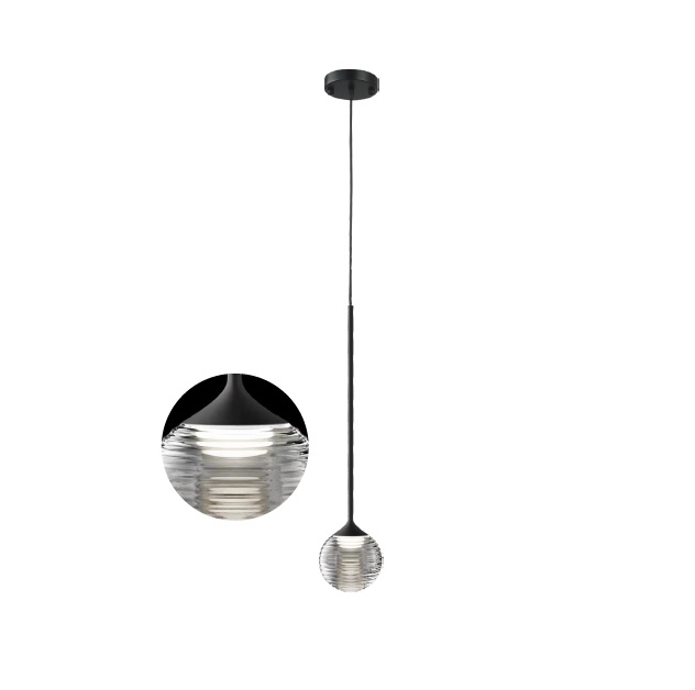 LAMPARA COLGANTE DECORATIVA 3W 3000K 9X30CMCM DROPS COLOR NEGRO+CLEAR GLASS REF.LUM-575 LUMIND