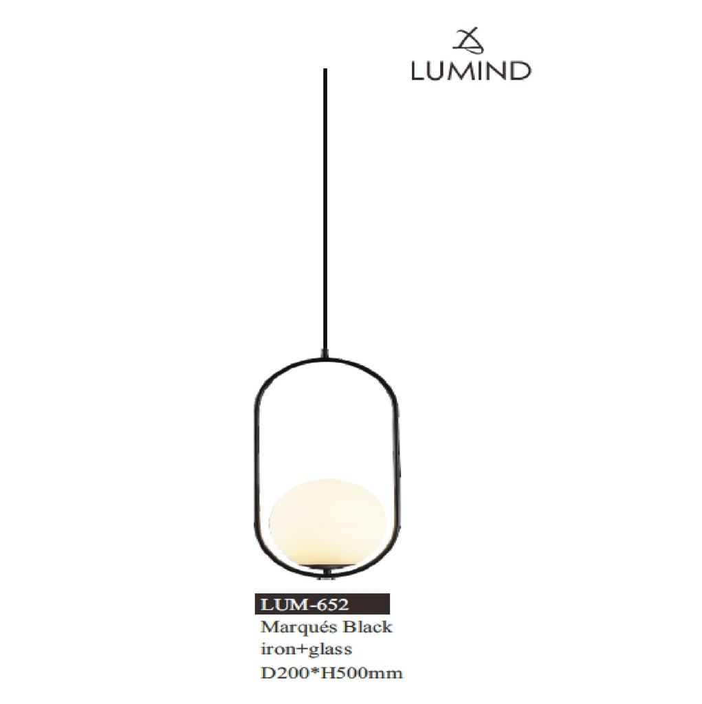 LAMPARA COLGANTE DECORATIVA E14 MOD. MARQUES BLACK NEGRO REF.LUM-653 MARCA LUMIND
