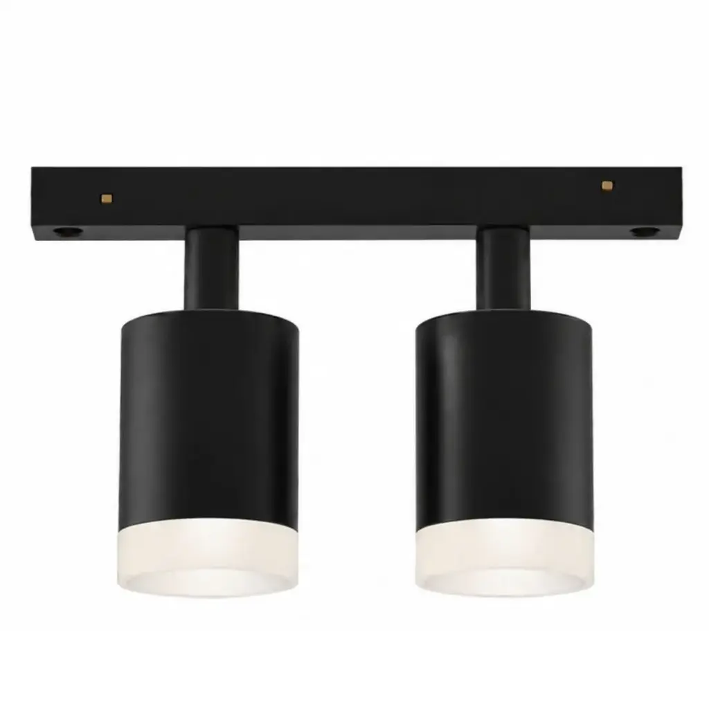 LAMPARA APLIQUE DECORATIVO 6W X 2 3000K P/RIEL MAGNETICO 48VDC SANAN COLOR NEGRO REF.LUM-675 LUMIND
