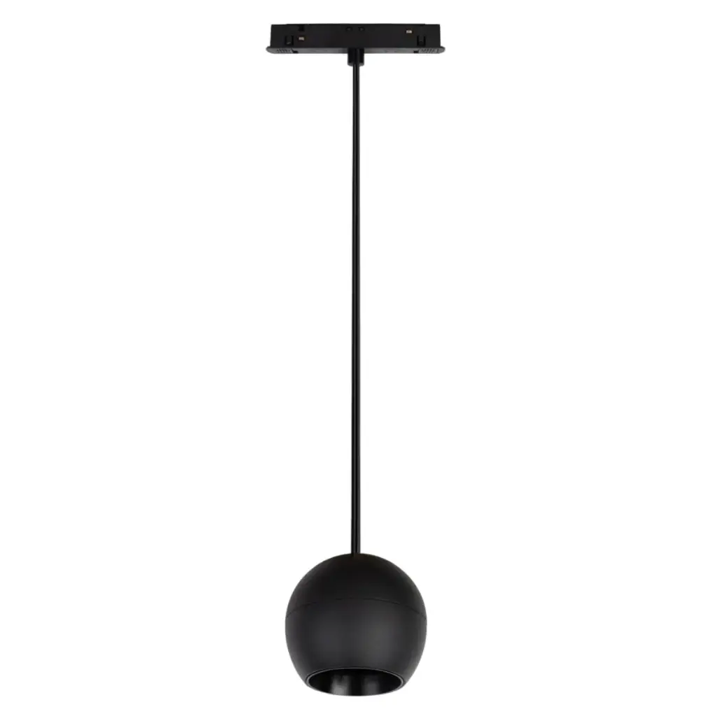 LAMPARA DECORATIVA COLGANTE 9W 3000K 48 VDC NEGRO P/ RIEL MAGNETICO FOCO AJUSTABLE MARCA LUMIND