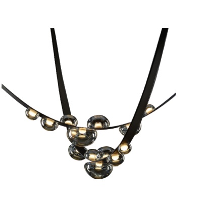 LAMPARA COLGANTE DECORATIVA L3000 X W83MM 21W MOD.CRYSTAL BELT NEGRO-SMOKED REF.LUM-729 MARCA LUMIND