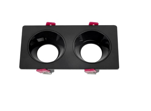 LAMPARA SPOT DOBLE CUADRADO P/DICROICO GU10 CUTOUT NEGRO BRILLANTE REF.LUM-777 MARCA LUMIND