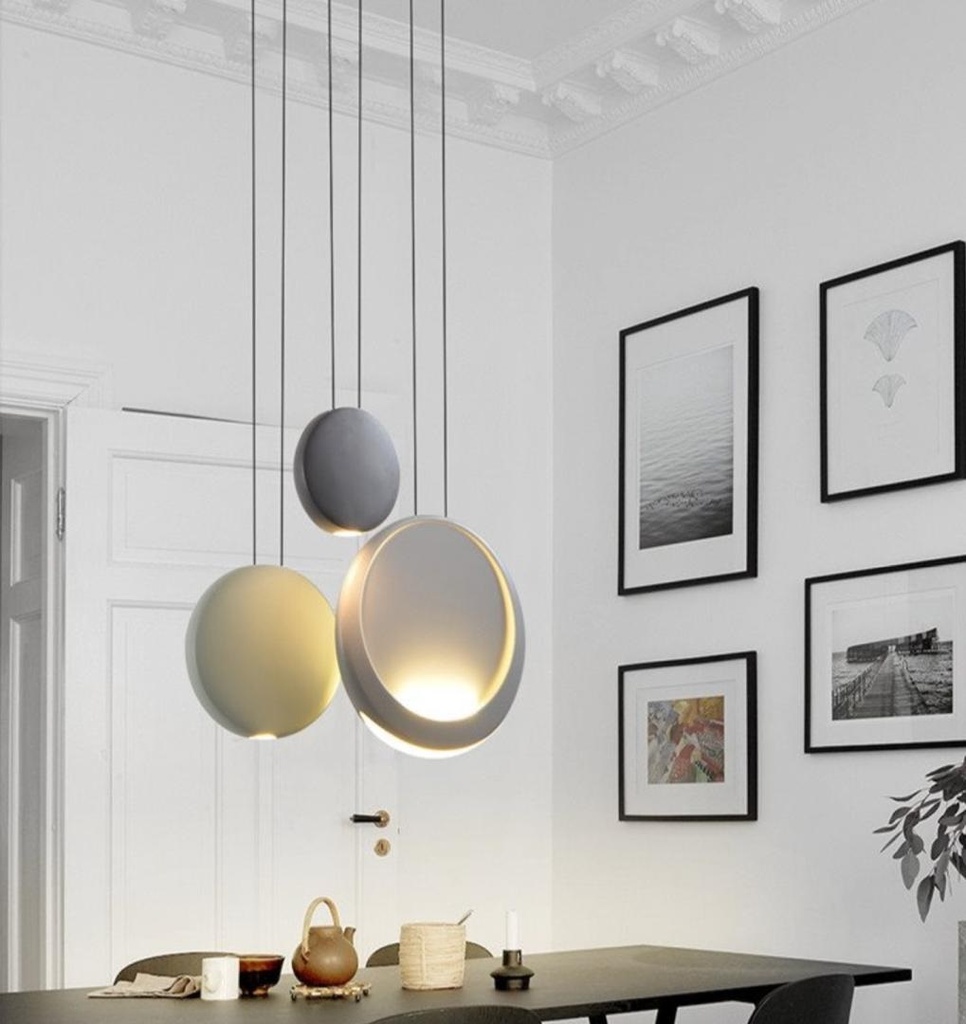 LAMPARA COLGANTE DECORATIVA 15W 3000K MOD. CETUS BLANCO-NEGRO-GREEN-COFFE REF.LUM-854 MARCA LUMIND