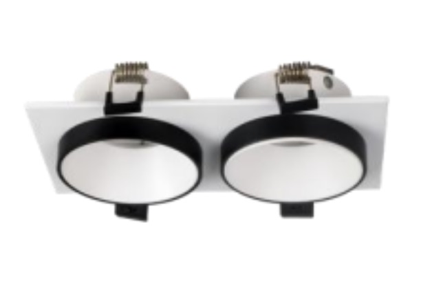 LAMPARA SPOT DOBLE CUADRADO EMPOTRABLE P/DICROICO GU10 SEMI SUPERF. BLANCO REF.LUM-883 MARCA LUMIND