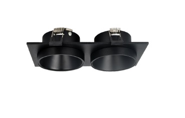 LAMPARA SPOT DOBLE CUADRADO EMPOTRABLE P/DICROICO GU10 SEMI SUPERF. NEGRO REF.LUM-884 MARCA LUMIND