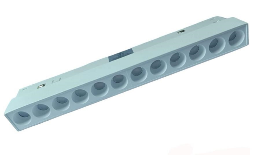 LAMPARA LED LINEAL MULTISPOT 12W 48V 3000K 220 X 22 X 44 MM BLANCO P/RIEL MAGNETICO LUM-942 LUMIND