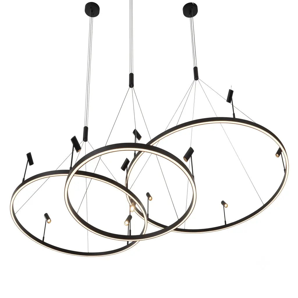 LAMPARA COLGANTE AROS EPISTAR 12W + 40W 3000K COLOR NEGRO REF. LUM-991 MARCA LUMIND