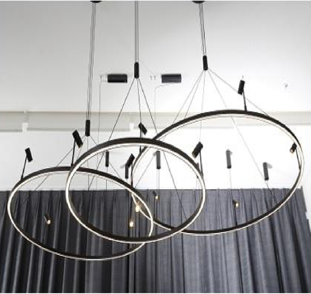 LAMPARA COLGANTE AROS EPISTAR 12W + 40W 3000K COLOR NEGRO REF. LUM-991 MARCA LUMIND