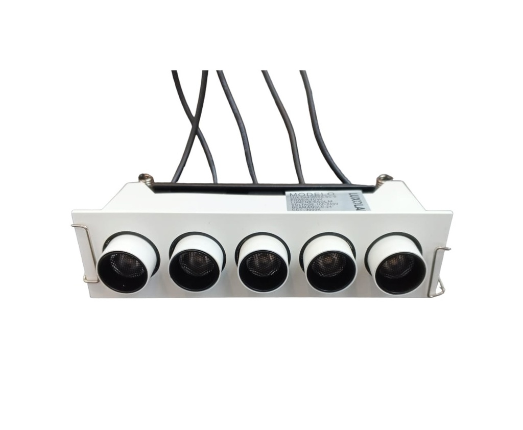 LAMPARA LED LINEAL MULTI SPOT 5 X 10W 3000K 24° 100-240V 12.5 X 3.5 CM P/EMBUTIR COLMENA LUXOLAR