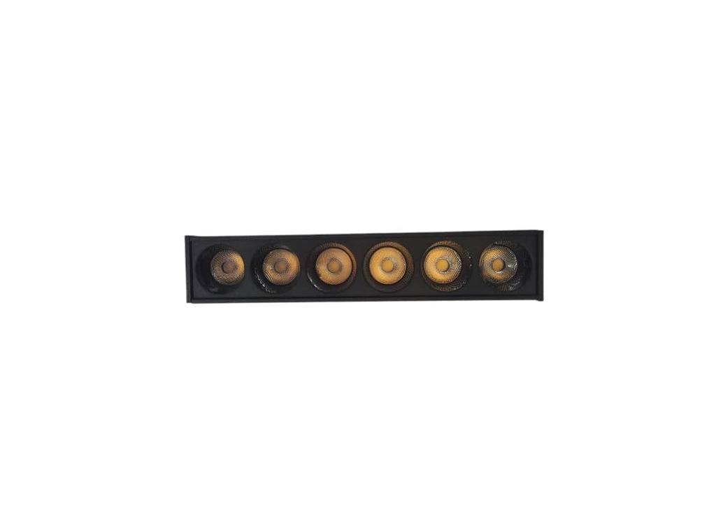 LAMPARA LED LINEAL MULTI SPOT 6 X 6W 3000K 48V 20° P/RIEL TRACK LIGHT MAGNETICO COLMENA LUXOLAR