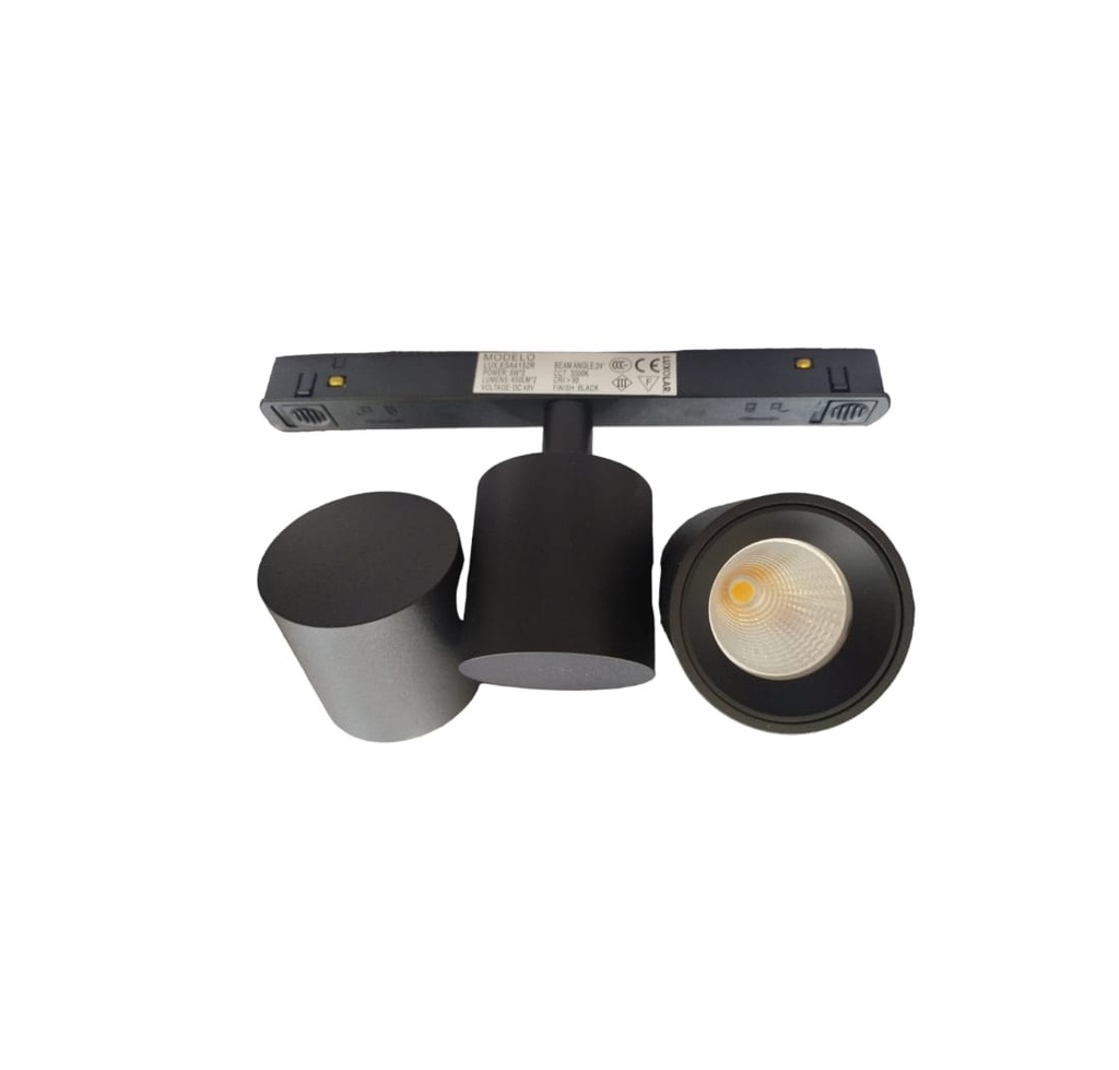 LAMPARA LED INTEGRADA T/BALA 2 X 5W 3000K 48V DIRIGIBLE P/RIEL MAGNETICO NEGRO LUX.ESA4152R LUXOLAR