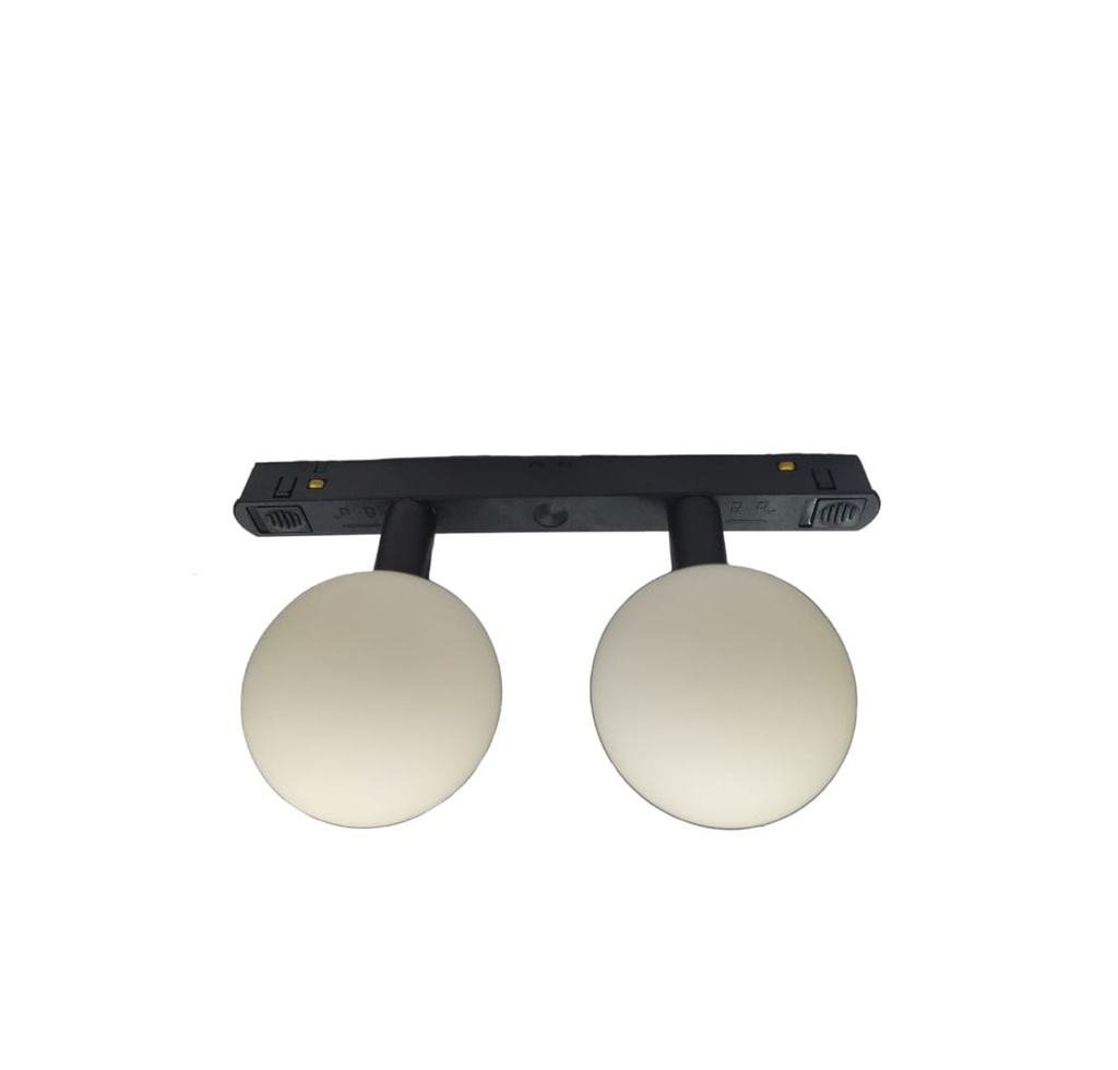 LAMPARA LED INTEGRADA T/GLOBO 2 X 3W 3000K 48V P/RIEL MAGNETICO NEGRO EWA1002R.BC LUXOLAR