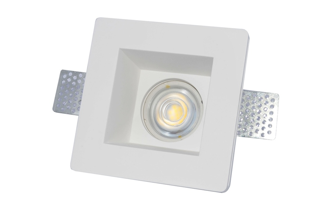 LAMPARA DE YESO P EMPOTRAR SENCILLA 12.30CMX12.30CM C/BOMBILLO GU10 4000K REF.LUX-GP-G-1001 LUXOLAR