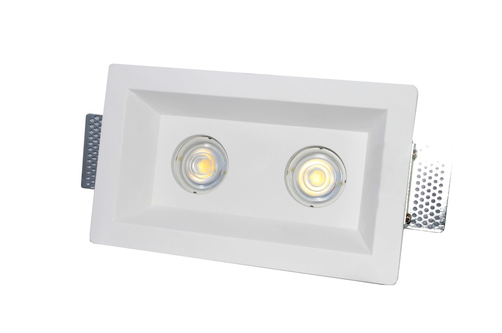 LAMPARA DE YESO EMPOTRAR DOBLE 15.50CM X 25.50CM C/BOMBILLO GU10 4000K REF.LUX-GP-G-1002 LUXOLAR