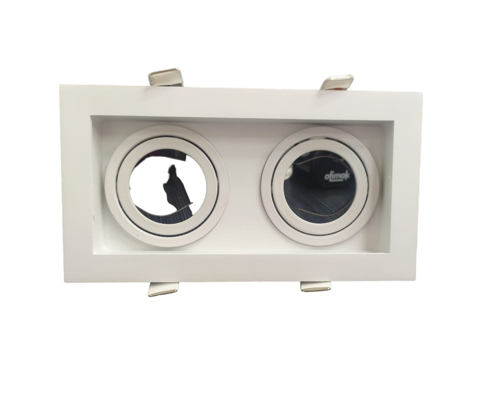 LAMPARA SPOT MARCO CUADRADO DOBLE EMPOTRABLE C/SOCATE GU10 COLOR BLANCO REF. HEZA-185N MARCA LUXOLAR