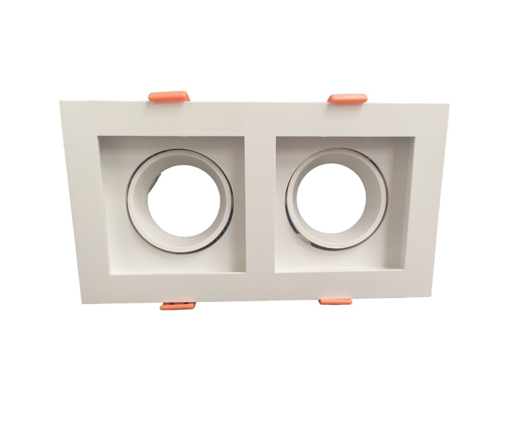 LAMPARA SPOT MARCO CUADRADO DOBLE EMPOTRABLE C/SOCATE GU10 COLOR BLANCO REF. HEZP-187B MARCA LUXOLAR
