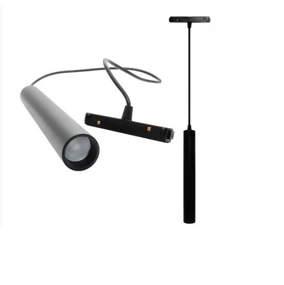 LAMPARA COLGANTE CILINDRO 3W 3000K 10 AMP P/RIEL TRACK LIGHT NEGRO REF. GPYD32600 MARCA LUXOLAR
