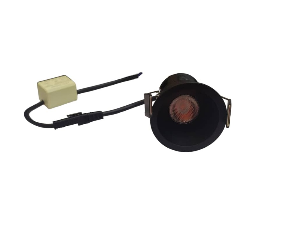 LAMPARA LED MINI SPOT LIGHT P/ EMPOTRAR 3 W 3000 K 30° COLOR NEGRO REF. GP-4065-BC-N MARCA LUXOLAR