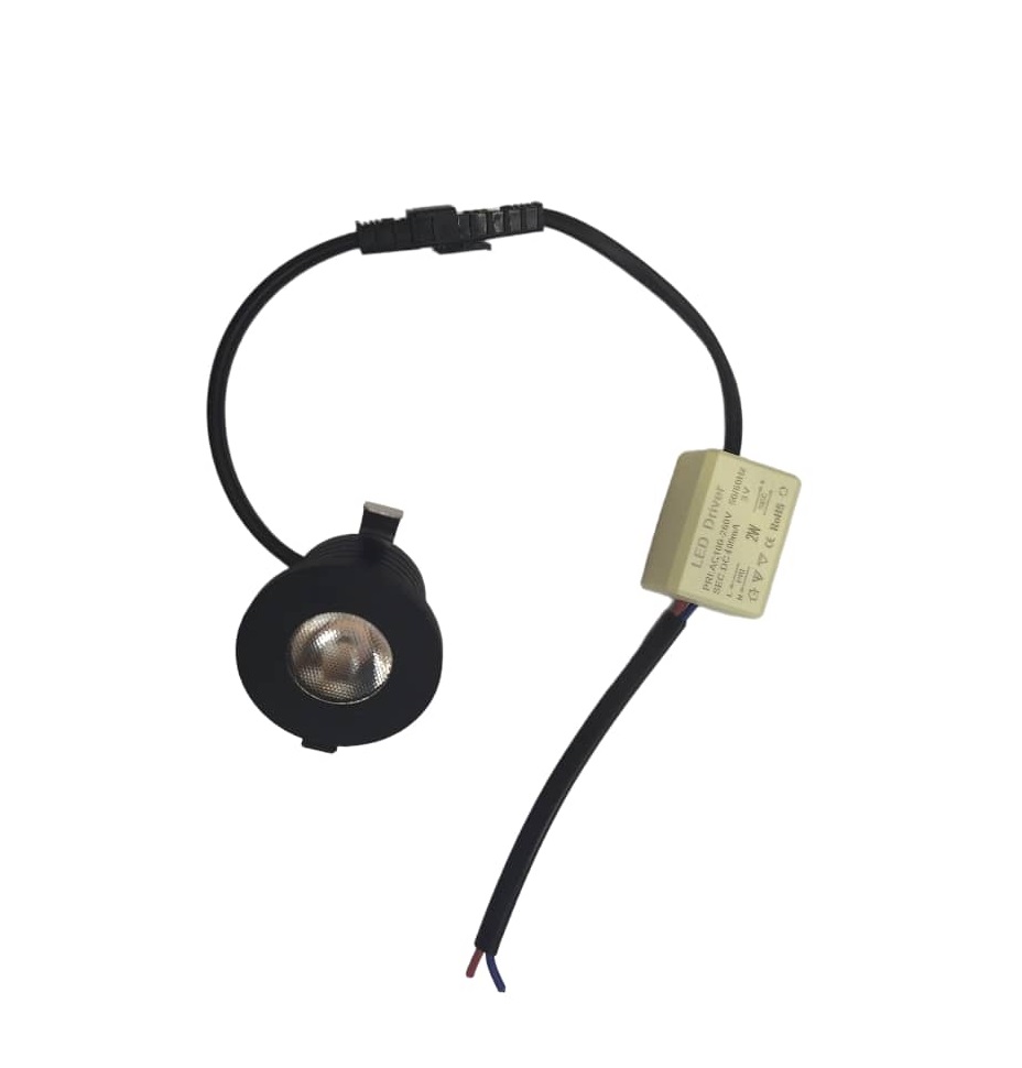 LAMPARA LED MINI SPOT LIGHT 2 W 3000 K BC 24° 3.5 CM C/ NEGRO REF. LUX.GP-S-SM02-BC-N MARCA LUXOLAR