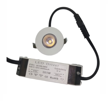 LAMPARA LED MINI SPOT LIGHT 3 W 3000 K BC 24° COLOR BLANCO REF. LUX.GP-S-SM02 MARCA LUXOLAR