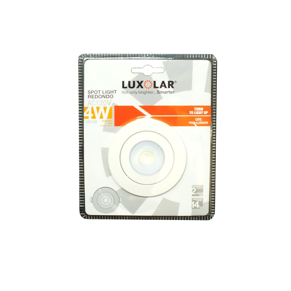 LAMPARA SPOT LIGHT REDONDO 3000K 4W DIMENSION 82X82X36.5MM ANGULO 38° REF. LUXSP-4.BC MARCA LUXOLAR