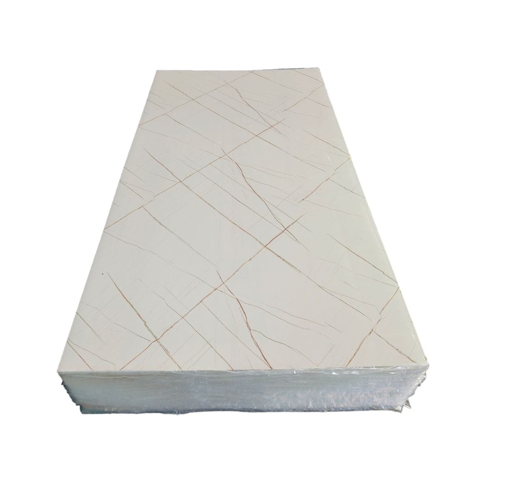 LAMINA DE PVC MARMOLIZADA 1.22 MTS X 2.44 MTS COLOR BLANCO-VETA WHITE REF. LPV3 MARCA MACHIFERMA
