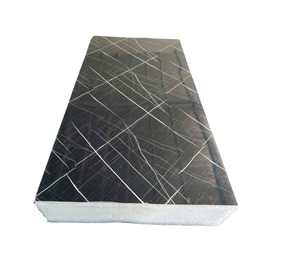 LAMINA DE PVC MARMOLIZADA 1.22 MTS X 2.44 MTS COLOR NEGRO-VETA BLACK REF. LPV1 MARCA MACHIFERMA