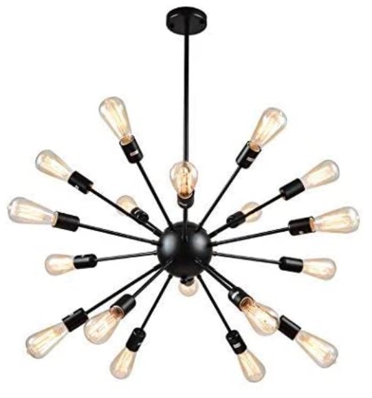 LAMPARA COLGANTE DE TECHO MOD SPUTNIK 18 PUNTOS E27 120V COLOR NEGRO REF. XD3218 MARCA MIRREA