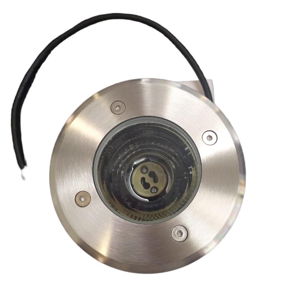 LAMPARA LED DE PISO P/JARDIN CAMINERIA GU10 REDONDO 12CM IP67 ACERO INOX. REF. 50090A MARCA MYLIGHT
