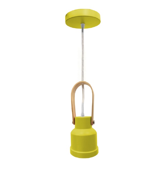 LAMPARA COLGANTE 60W E27 28 X 11.5 X 11.5 CM ATLI COLOR AMARILLO BLANCO REF. 00108079 MARCA PIERROT