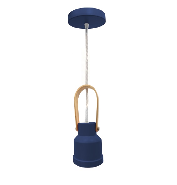 LAMPARA COLGANTE 60W E27 28 X 11.5 X 11.5 CM ATLI AZUL BLANCO BRILLANTE REF. 00108080 MARCA PIERROT