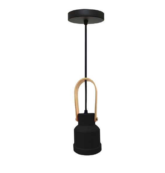 LAMPARA COLGANTE 60W E27 28 X 11.5 X 11.5 CM ATLI NEGRO BLANCO BRILLANTE REF. 00108083 MARCA PIERROT
