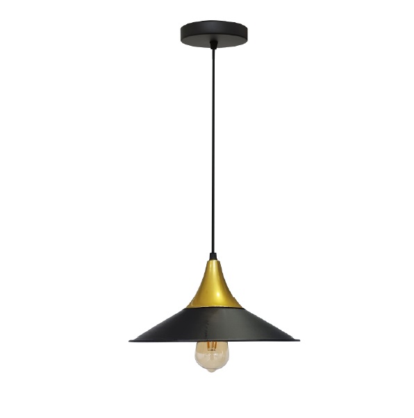 LAMPARA COLGANTE 60W E27 14.5 X 30 X 30 CM ELIXI NEGRO DORADO REF. 00108010 MARCA PIERROT