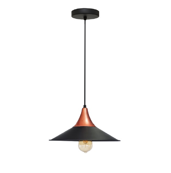 LAMPARA COLGANTE 60W E27 14.5 X 30 X 30 CM ELIXI NEGRO COBRE REF. 00108122 MARCA PIERROT